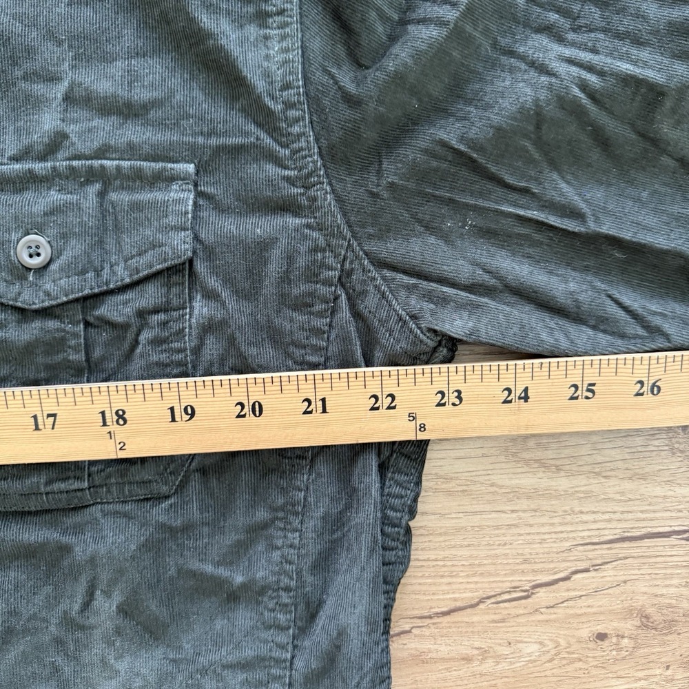 Tommy Hilfiger Shirt Mens XL Slim Fit Green Corduroy Button Up Elbow Patches - Picture 5 of 7